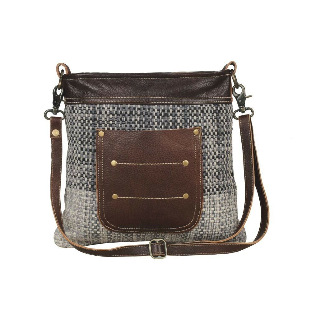 Myra Bag Handmade Dextrous Shoulder Bag Upcycled Canvas & Cowhide Leather